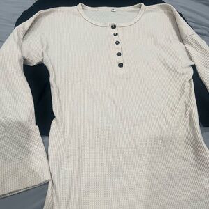 Women’s Cream & Black Henley Shirt